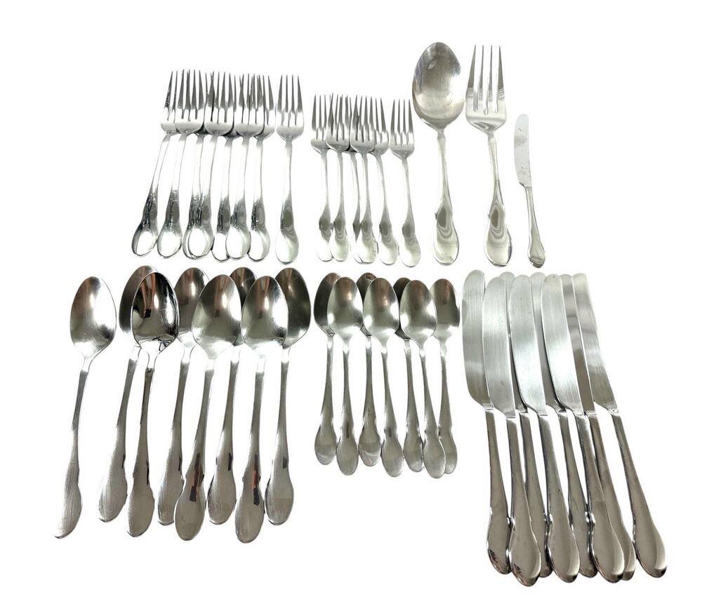 40 Pc Gourmet Settings 18/10 Stainless Steel Flatware Set Modern Pattern